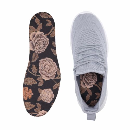Image of Barefoot Insoles for Women Sockless Anti Odor Thin Insert Size 9-13 | Breathable,Comfort Sockless Shoe Liner,No Show Socks,Machine Washable,Moisture Control,Cute,Everyday Insoles,Floral Print