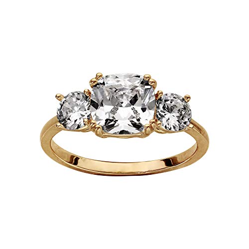 Bague Meghan plaqué or et trois pierres blanches pour vos soirées