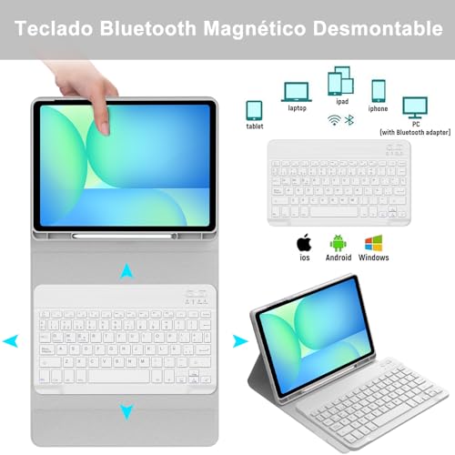 Teclado para Samsung Tab S10 FE bluetooth funda con teclado español Ñ Galaxy S9 FE 3
