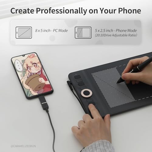 Image of GAOMON WH851 Bluetooth Graphics Drawing Tablet, 8x5, Dial, 16384 Pressure | 8 Shortcut Keys, Type-C Port, Battery-Free & Wireless, Portable for Digital Art & Design, Compatible with Windows /Android /Mac