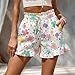 Floral Comfortable Shorts for Women Drawstring Design Breathable Pleated Shorts for Women High Waisted with Pocket Lightweight Pants Wide Leg Casual Dressy Fashion,L