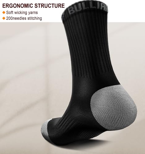 BULLIANT Men Compression Socks, Athletic Active Running Socks for Men Sports Hiking Fishing Cushioned Footbed Arch Support2