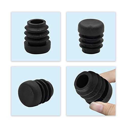 Image of Flyshop 8 Pack Black Plastic Hole Plug Round Tubing End Cap Chair Glide Inserts 12 mm, 1 /2 inch
