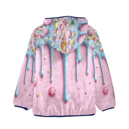 Candy Dripping Bubble Background Toddler Fleece Jacket Girl Boys Hooded Fleece Jacket Coat Warm Outwear Zip-up 3-10T2