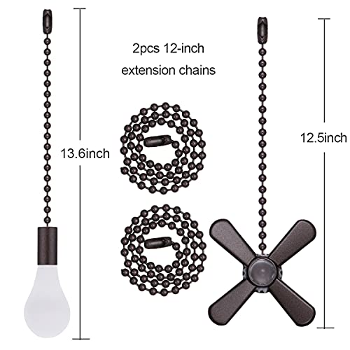 SmoTecQ Lengthened 24 Inch Ceiling Fan Pull Chain Extender with Decorative Frosted Glass Bulb and Fan Cord (ORB) - Thumbnail 4