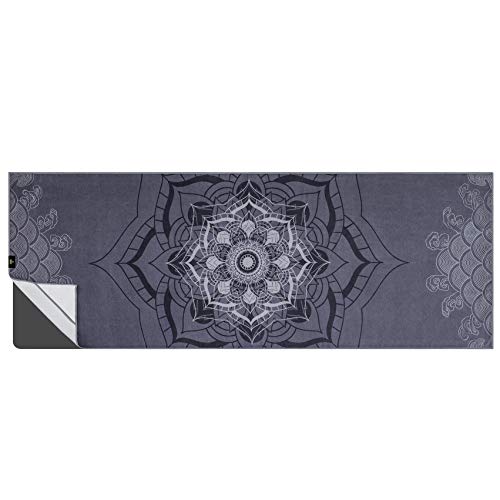 Heathyoga Non Slip Hot Yoga Towel, 100% Microfiber Non Slip Yoga Mat Towel For Hot Yoga, Pilates And Fitness, Exclusive Corner Pockets Design + Free Spray Bottle #TOP1