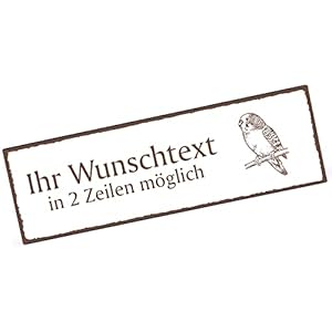 Türschild sitzender Wellensittich Namensschild personalisiert mit Gravur- 150mm x 50mm - selbstklebend