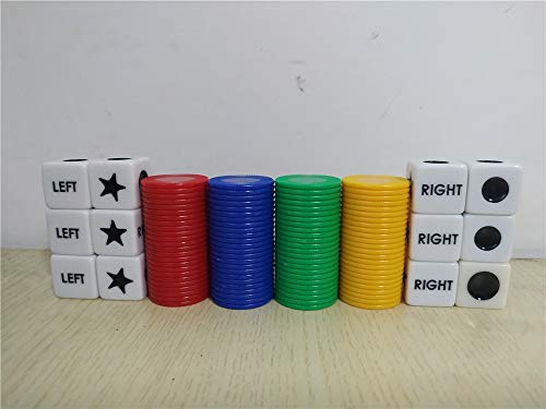 Left Right Center Dice Game Set Bundle for Family Game (4 Pack)