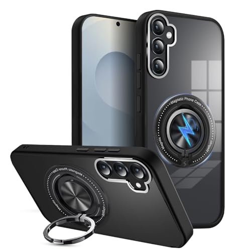 Image of KARWAN️360 Degree Stand with Mag-Safe Case with N52 Strong Magnets Mag-Safe Phone case Cover for Samsung Galaxy S24 Plus || Mobile Back Cover for Samsung Galaxy S24 Plus || Black