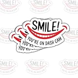 3Pcs Smile You're On Dash Cam Sticker Anti Theft Self Adhesive Durable Video Surveillance Gift Smile You're On Dash Cam Stickers Security Camera Decal for Laptop Water Bottle Phone Case Car 5' (D2)