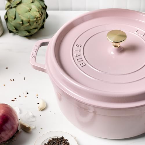 Image of Staub Cast Iron Round Cocotte 5.5-quart-Peony Pink