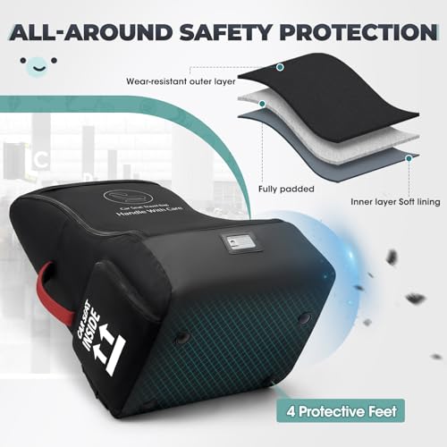 rainsmore padded car seat travel bag for airplane heavy duty car seat backpack for air travel baby carseat cover bags for airport large car seats carrier fits car seats amp booster seats black