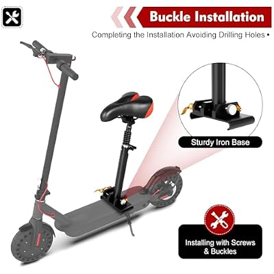 Saddle Seat for Electric Scooter, Adult Electric Scooter Seat with Aluminum Fixed Rod and PU Breathable Cover, Height Adjustable Seat Saddle Compatible with Xiaomi M365 | Pro Electric Scooters