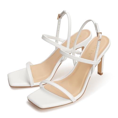 Image of Women's Strappy High Heeled Sandals Open Toe Ankle Strap heels Comfy Weddings Shoes