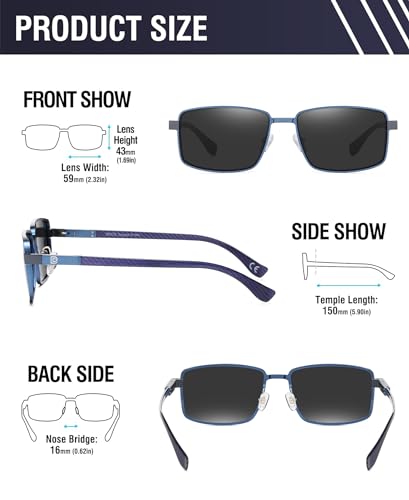 Image of DUCO Retro Rectangular Polarized Sunglasses for Men Trendy Carbon Fiber Shades