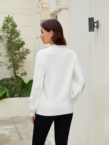 Angashion Womens Sweaters Long Sleeve Casual V Neck Jumper Tops Fall Winter Knit Pullover Sweater