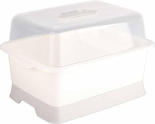 Miniatura 7 de Escurridor de platos con tapa para ahorrar espacio, organizador de escurridor de platos, soporte para vajilla, escurridor de platos para encimera de