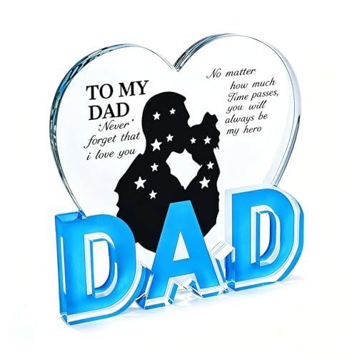 Image of Mitibet Best Dad Gifts From Daughter, Acrylic Heart Plaque Present, Christmas Gift For Father, Happy Birthday Daddy Keepsake, Sentimental Ornament