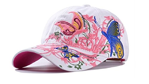 Basecap Schmetterling Blumen Baseball Cap Mütze Hut Kappe Hip Hop Snapback Butterfly & Flower (weiß) Cover