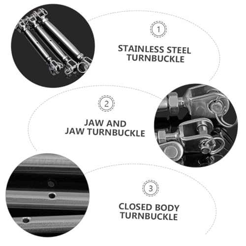Zerodeko 2 piezas Tensores para Cables con Cuerpo Cerrado y Quijada para Tensión de Cables de Alambre, Uso Industrial, Marina y Navegación, con Pasador y Alambre de Seguridad miniatura 3
