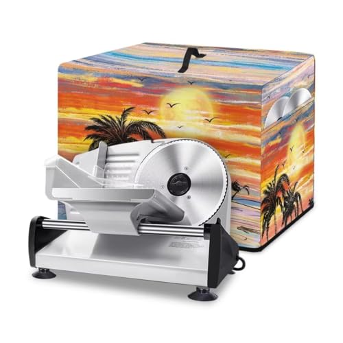 Horeset Palm Tree Sunset Dust Cover for Meat Slicer,Deli Slicer,Food Slicer,Waterproof Foldable Cover Kitchen Small Appliances Dust Cover with Handle