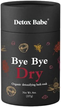 Bye Bye Dry Organic Detox Bath Salt Soak (8 oz) | Epsom Salt, Coconut Milk Powder, Raw Organic Honey, Colloidal Oat, Vanilla, Rose Bath Soak | Herbal Essential Oils Soak | Spa Bath Gift