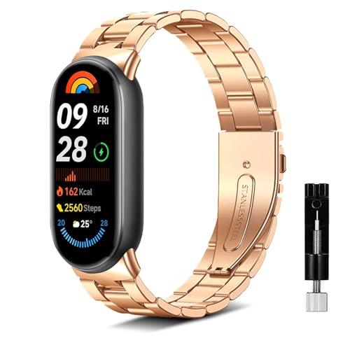 [KeeFos] �o���h Xiaomi Smart Band 10/9/8 �Ή� �����o���h �X�e�����X ���� �����ȒP �����������t�� �R���p�`�u�� Xiaomi Mi Band 10/9/8 (���[�Y�S�[���h)