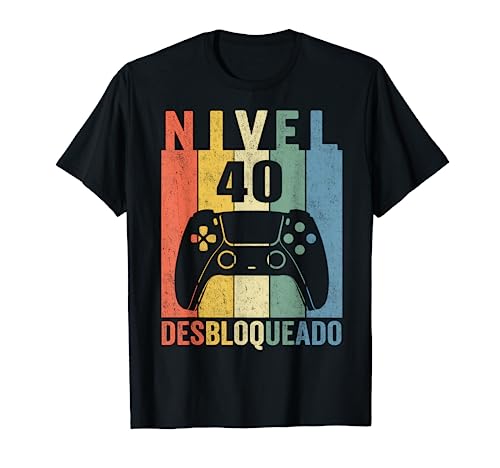 Nível 40 Desbloqueado Gamer 40 anos 1984 Engraçado homem t-shirt, Preto, S