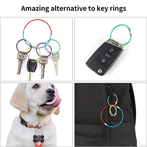 Cuttte 14Pcs Key Ring Keychain - 4.7 Inches Stainless Steel Wire Key Rings For Key Chain Rings, 2Mm Coated Keychain Cable Threaded Heavy Duty Luggage Tag Loops Dog Tag Ring For Collar #TOP6