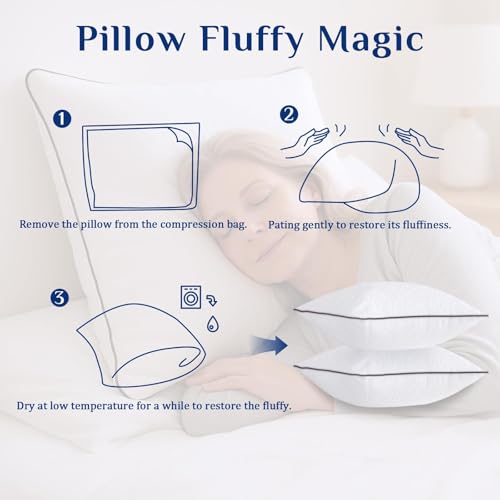 Image of JOLLYVOGUE Euro Pillows for Sleeping, Soft and Supportive Throw Pillows for Couch, Bed and Sofa, Down Alternative Pillow, 26x26 Inches