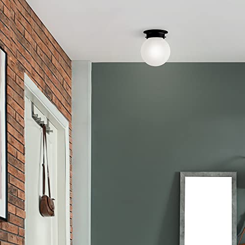 Image of Design House 588483 Traditional 1 Indoor Ceiling Mount Globe Light Dimmable, for Bedroom Dining Room Kitchen, Without Pull Chain, Matte Black