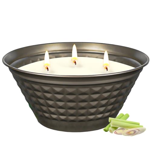 Citronella Candles Outdoor - Large 23oz Citronella Candles Outdoor with Lid,3 Wick Summer Candle Bulk for Patio Home Garden Yard Camping Party Outside Indoor Decorative,Long Burning Time