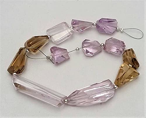 Gemme multi améthyste et quartz bière en pépites facettées pour création de bijoux uniques