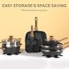 Sweetcrispy 17 Pcs Nonstick Pots and Pans, Non-toxic Kitchen Cooking Set, Induction Kitchen Cookware Sets Non Stick with Stay-Cool Handles, Oven Safe, Black #4