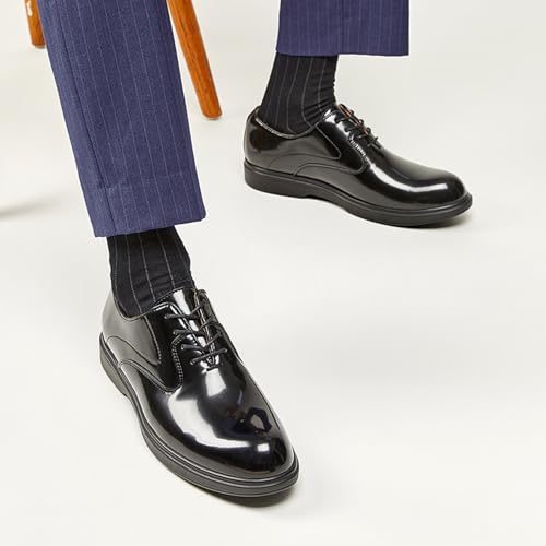 Men's Patent Leather Formal Oxfords Classic Lace Up Low Top Business Dress Shoes Comfortable Wedding Work Derby Oxfords Shoes 5