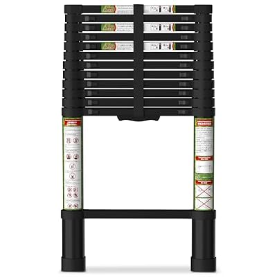 SPIEEK Telescoping Ladder for RV & Attic, 16.5FT Aluminum Extension Ladder with Dual Locking Mechanism, Max Load 330lbs, Compact Foldable Ladder for Roof, Home, Travel Trailer & Multi-Surface Use