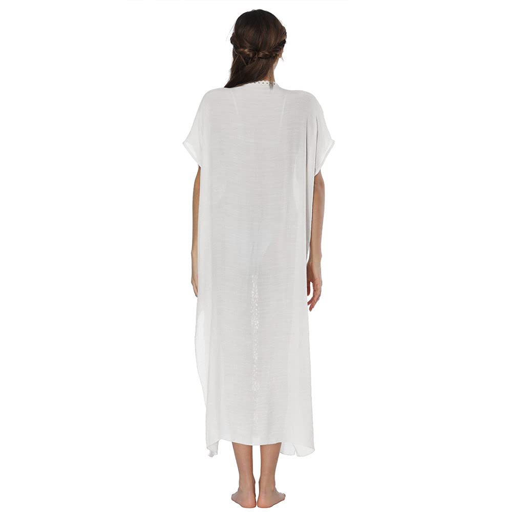 Abiti Eleganti Donna,Abiti Da Spiaggia Da Donna Boho Fatti A Mano All'Uncinetto Splicing Con Scollo A V Costumi Da Bagno Bikini Cover Ups Sexy Vedere Attraverso Spacco Laterale Abito Caftano Plus Si
