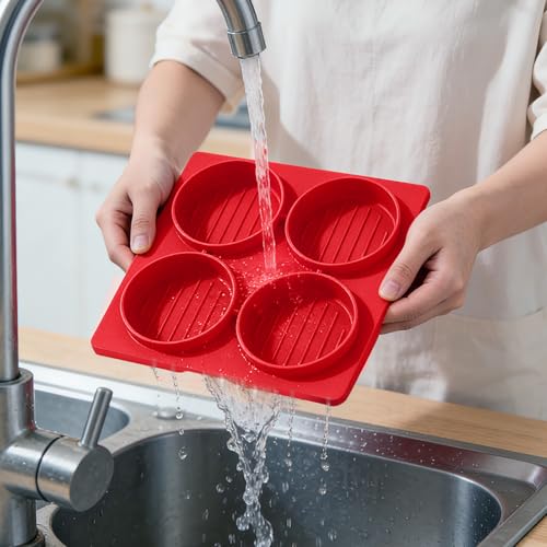 Molde para Hamburguesas 4 en 1 de Silicona Rojo miniatura 7