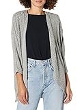Cable Stitch Women's Cocoon Open Front Cover-up Cardigan - Draped 3/4 Sleeve Lightweight Casual Lounge Hacci Knit Top, Made in The USA (Small/Medium, Marled Grey)