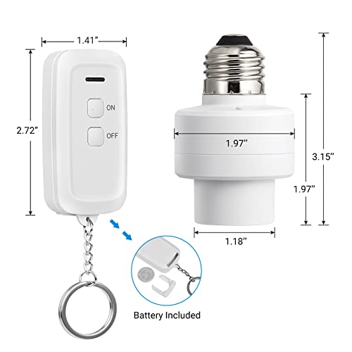 Dewenwils Remote Control Light Socket, Wireless Remote Control Lamp Bulb Socket With Switch For Pull Chain Light Fixtures, 100Ft Range, No Wiring Needed, Etl Listed(Shorter Version) #TOP4