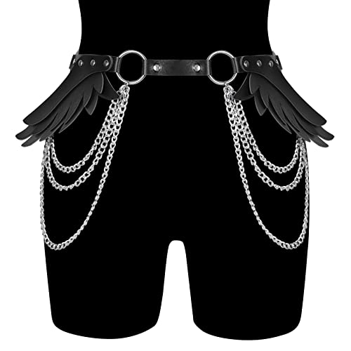 PETMHS Damen Punk Strumpfhalter Bein Harness Taille Körperkette Gürtel Leder Körperzubehör Schwarz Harness Körper Käfig… – Bild 3