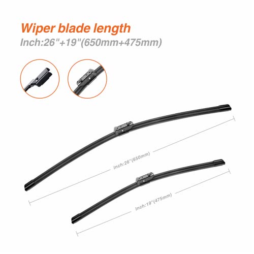 Image of Wiper Blades 26 19 Replacement for Tesla Model 3 2017 2018 2019 2020 2021 Tesla Model Y 2020 2021 2022 OE Quality Windshield Wiper Blades For My Car(Set of 2)