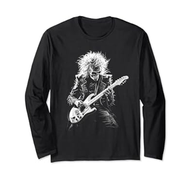 Rock and Roll Guitarra Heavy Metal Head Metalhead Skeleton Hombres Manga Larga | Ya disponible en tu tienda friki favorita! En mundofriki.es!