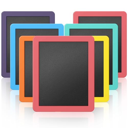 Chinco 6 Pcs Small Slate Chalkboard Mini Chalk Board with Frames Mini Board Signs School Supplies for Classroom Home Office (13cmx15.2cm,Colorful)