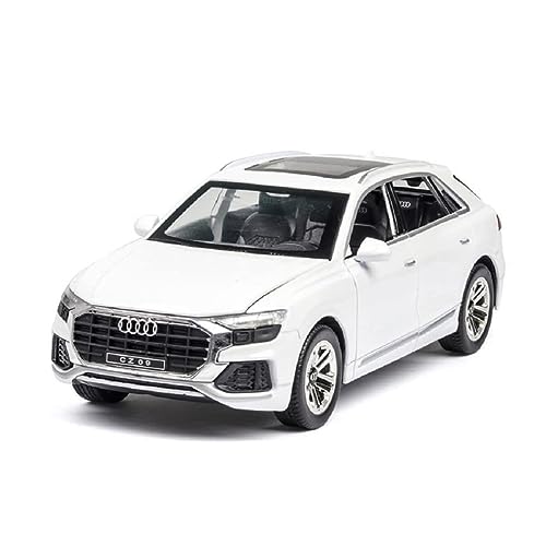 Image of Diecast Audi Q8 Toy Car Scale Model,Pull Back Vehicles Alloy Simulation Supercar with Lights and Sound Also for Car Dashboard,Kids,Adult (White)