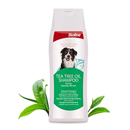 Bioline Dog Shampoo with Tea Tree Oil for Dogs Itchy Skin Sensitive Skin Shampoo for Smelly Dogs Bathing Supplies Odor…