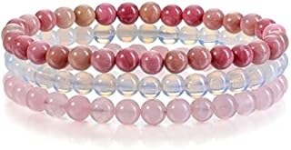Jovivi 3PCS 6mm Semi-Precious Gemstones Beads Crystal Wrap Bracelets Sets Handmade Reiki Healing Crystal Energy Power Beaded Elastic Stretch Bracelet for Women Men