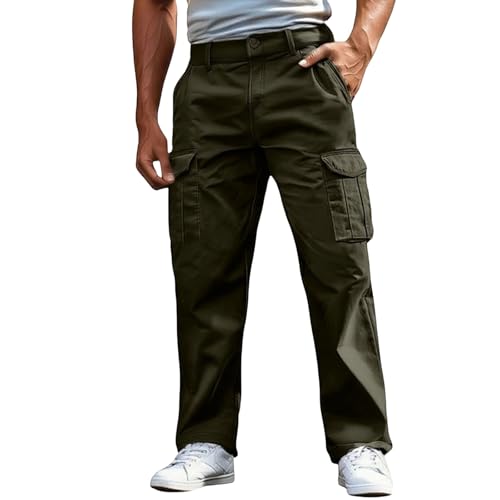 Generisch Pantalones de senderismo largos para hombre, pantalones largos para el aire libre, pantalones de ocio, transpirables, multibolsillos, pantalones de montañismo, monocolor, pantalones de