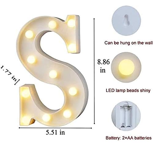 Image of Marquee S Alphabet Shaped LED Light Lamp for Decoration Decore Walls Hanging Birthday Party Wedding (S)