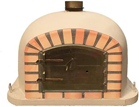 Sand Deluxe Wood Fired Pizza Oven, Orange Arch, Gold Door, 100cm x 100cm